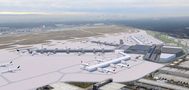 Das Terminal 3 des Frankfurter Flughafens im Modell. Foto: Fraport